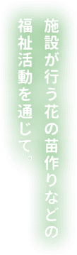 施設が行う花の苗作りなどの福祉活動を通じて。 施設が行う花の苗作りなどの福祉活動を通じて。